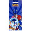Sonic the Hedgehog PVC keychain sealed inside its official branded carded packaging, front view.