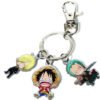 This licensed One Piece anime keychain includes charms, keyring and a secure clip.