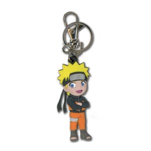 Naruto PVC keychain features a secure clip and keyring.