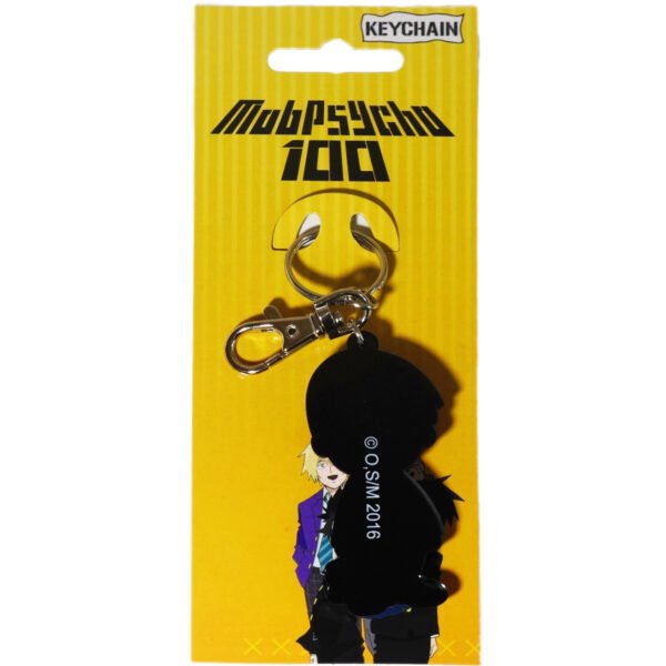 Back view of the official Mob Psycho 100 PVC keychain.