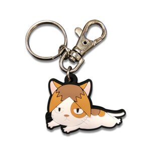 Kozume cat charm keychain includes keyring and a secure clip.