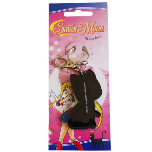 Back view of the official Sailor Moon SD Luna Guardian Cat PVC Keychain.
