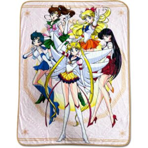 This throw blanket features Eternal Sailor Moon and Sailor Guardians.