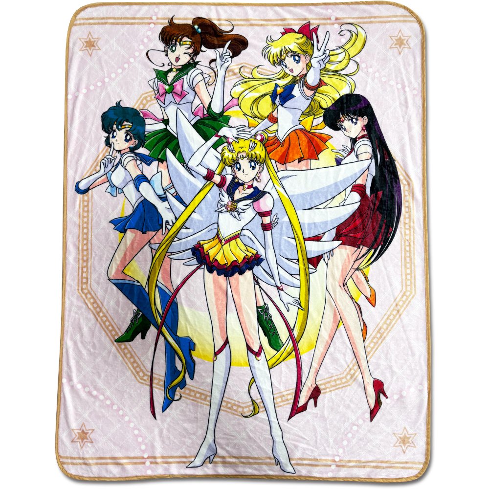 This throw blanket features Eternal Sailor Moon and Sailor Guardians.