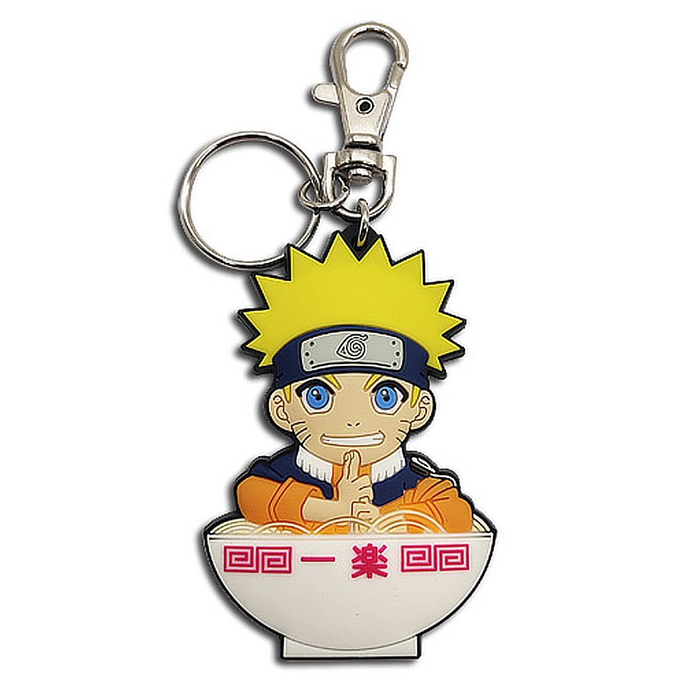 This Naruto keychain features a PVC charm of Naruto & ramen bowl.