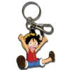 This One Piece keychain features Luffy and includes a keyring and a secure clip.