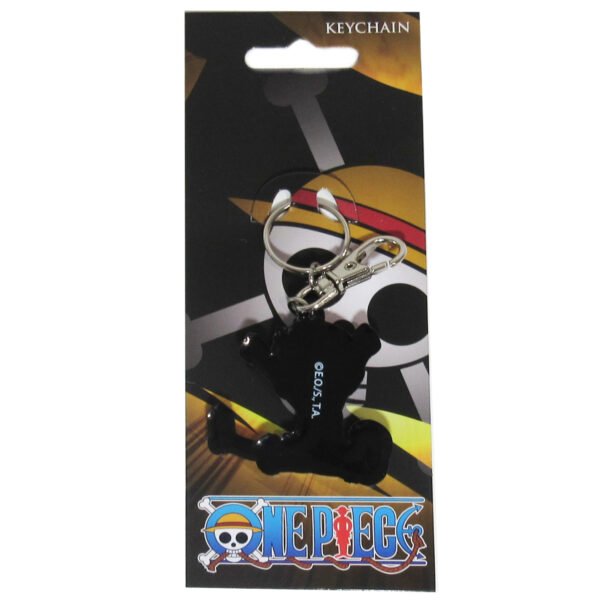 Back view of the official One Piece Luffy PVC keychain.