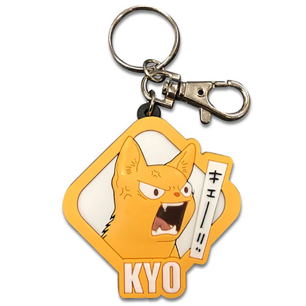 Kyo keychain features a Japanese sound effect next to him and his name displayed underneath.