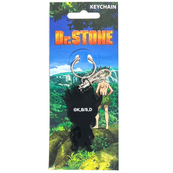 Back view of the official Dr. Stone anime Keychain.