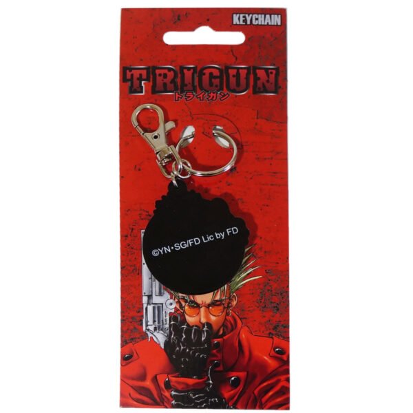 Back view of the official Trigun anime Vash PVC keychain.