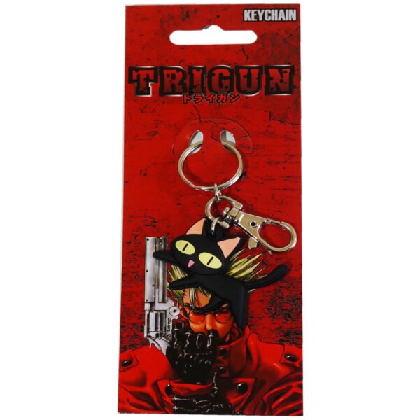 Trigun: Kuroneko Black Cat PVC Keychain Kuronecko black cat keychain comes with a split keyring and secure clip.