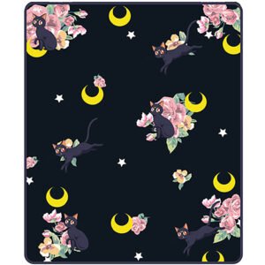 This throw blanket features Luna, florals and crescent moons.