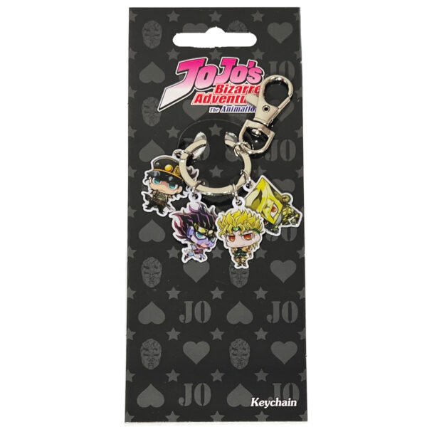 Super cute Jotaro, Star Platinum, The World, and Dio charms keychain.