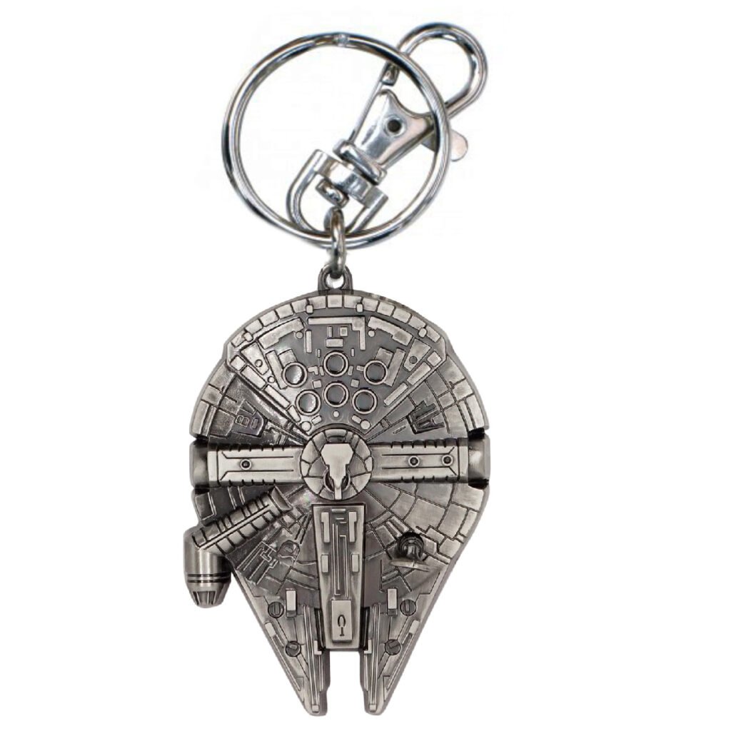 This keychain features a secure clip and keyring.