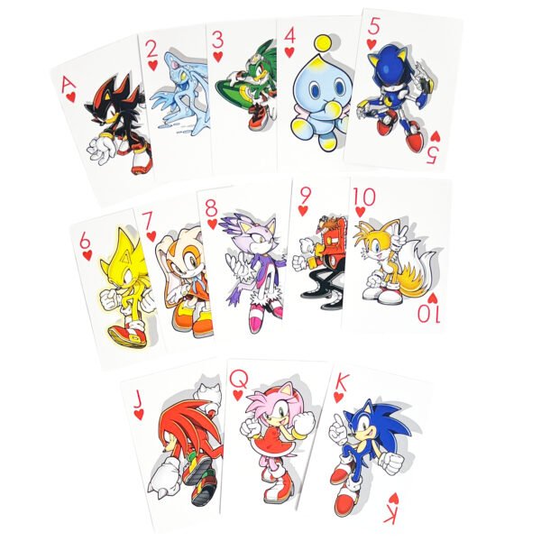 Red hearts suit featuring characters of Sonic the Hedgehog.