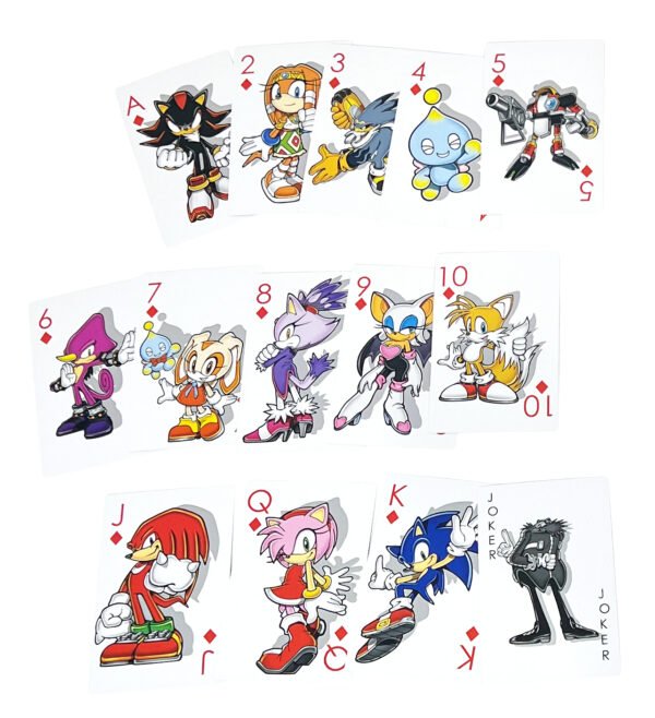 Red diamond suit featuring characters of Sonic the Hedgehog.